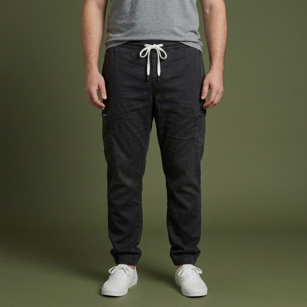 PAIGE Lyocell Cargo Joggers Mens 40 Black Drawstring Utility EUC